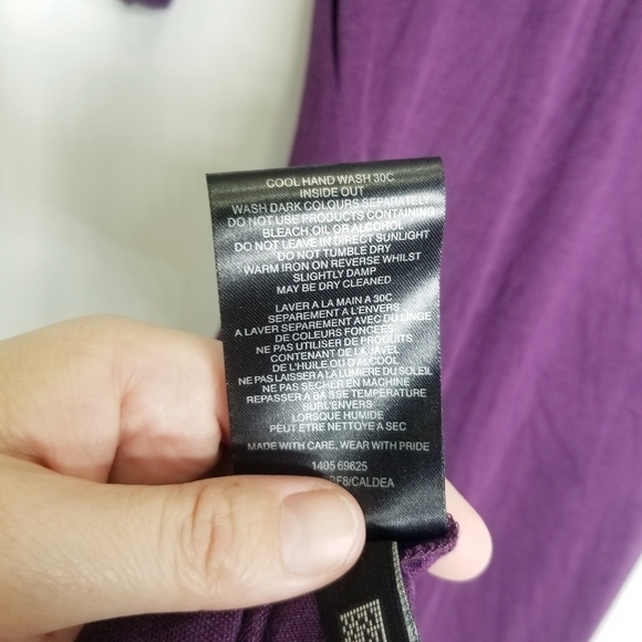 Ted Baker Dress Purple Knee Length 3/4 sleeve Low gathered Back Silk Pull Over 2 - Picture 8 of 14